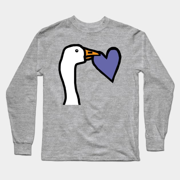 Gaming Goose Portrait Stealing Very Peri Periwinkle Valentines Day Heart Long Sleeve T-Shirt by ellenhenryart